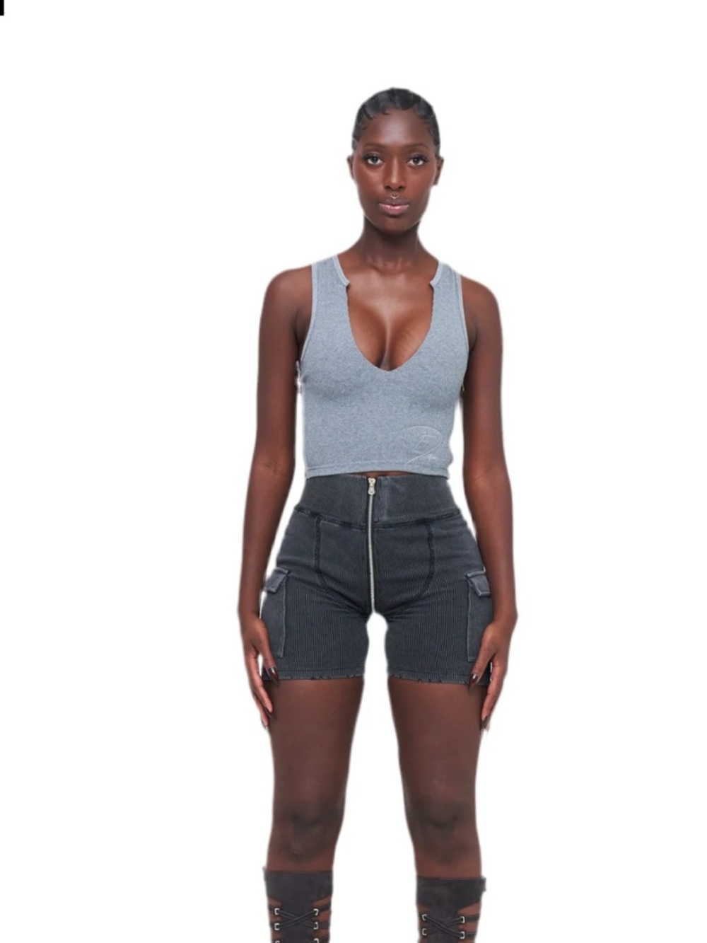 Tordrobes - CHARCOAL DENIM UZIP SHORTS